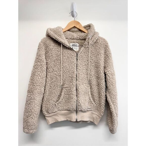 Marc New York Teddy Bear Hooded Jacket Size Extra Small Tan Fleece Full Zip NWT - Picture 2 of 10